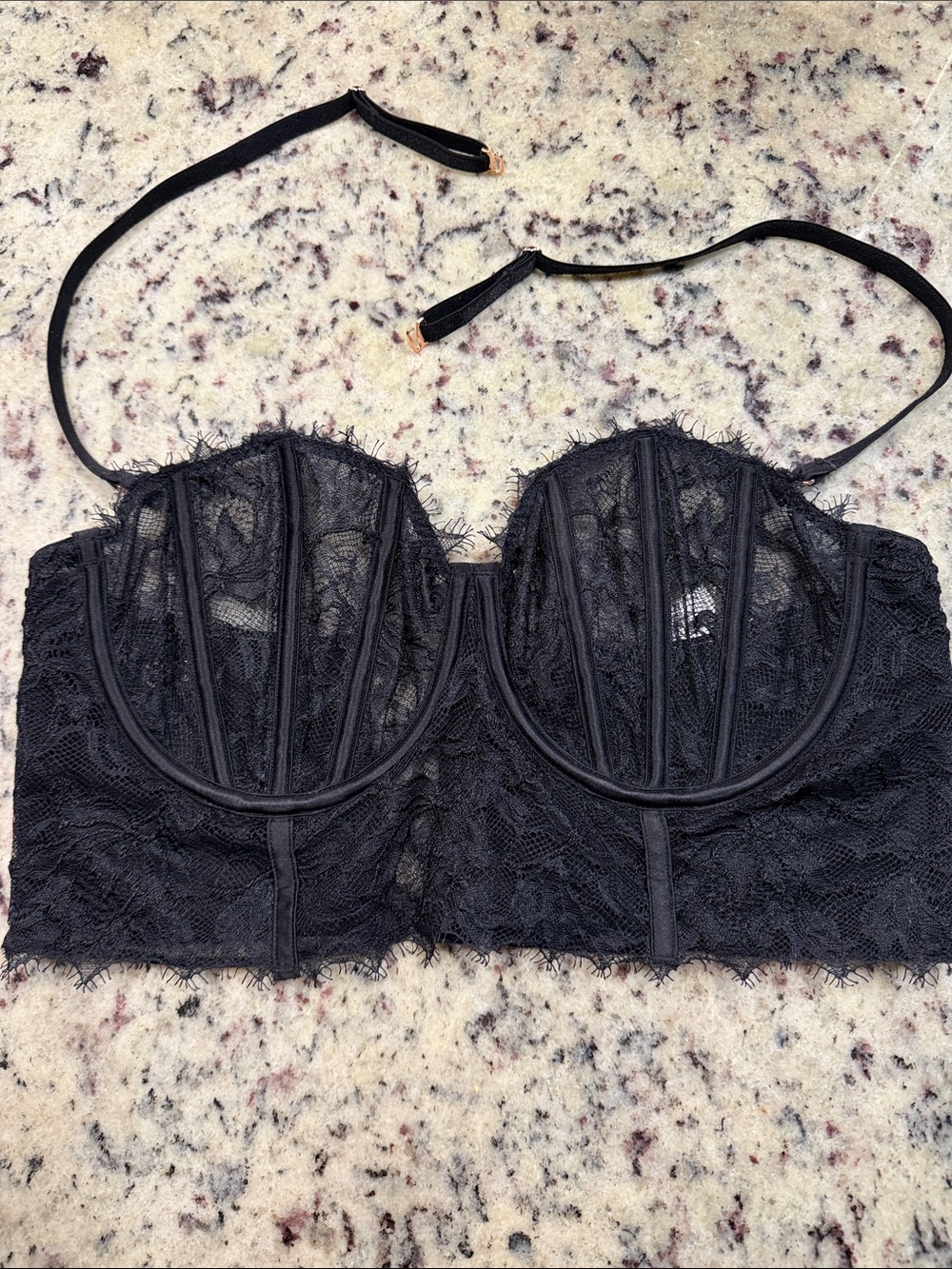 Intimissimi Black Lace Longline Convertible 34C Bra